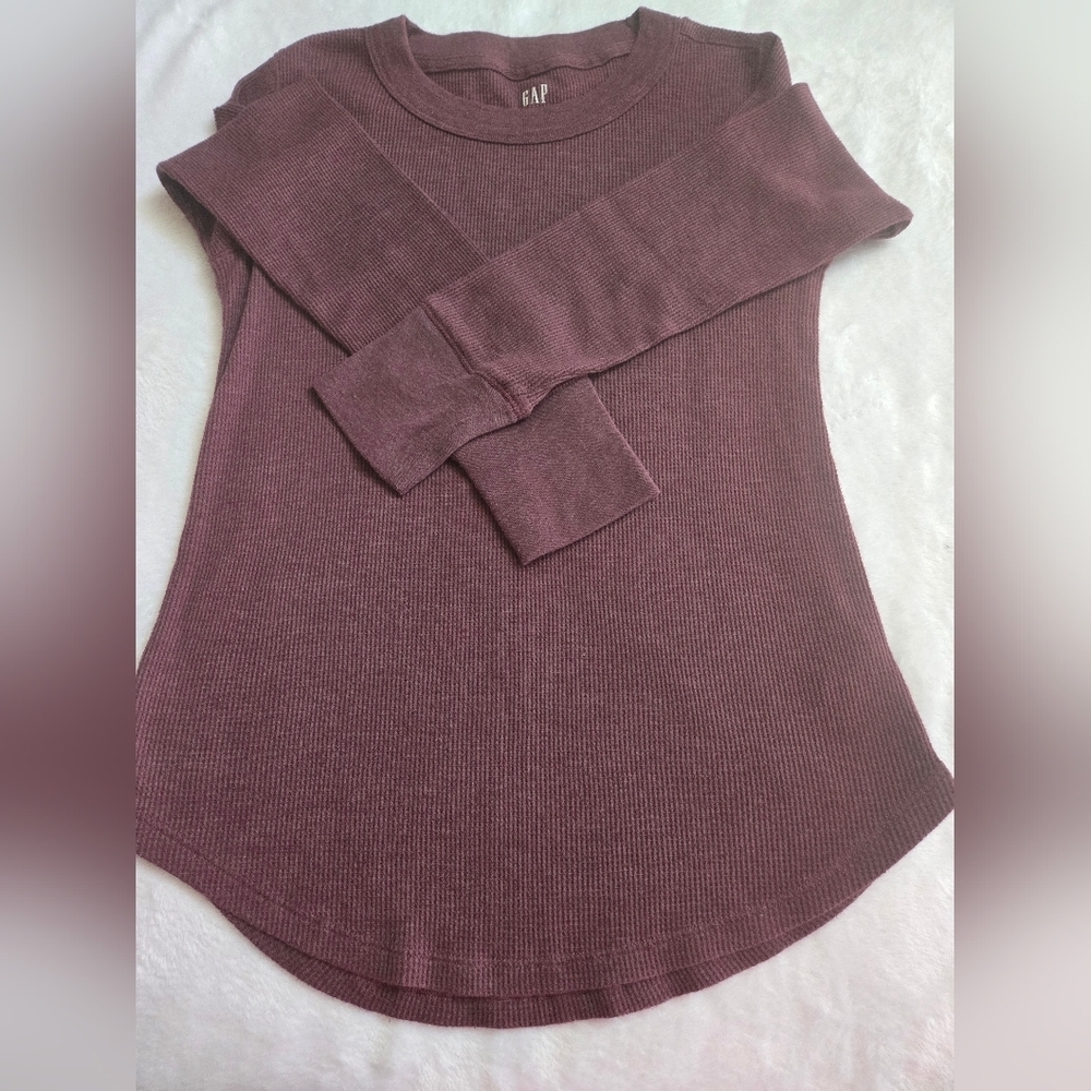 Women's Burgundy Long Sleeve Top Thermal - Picture 6 of 6